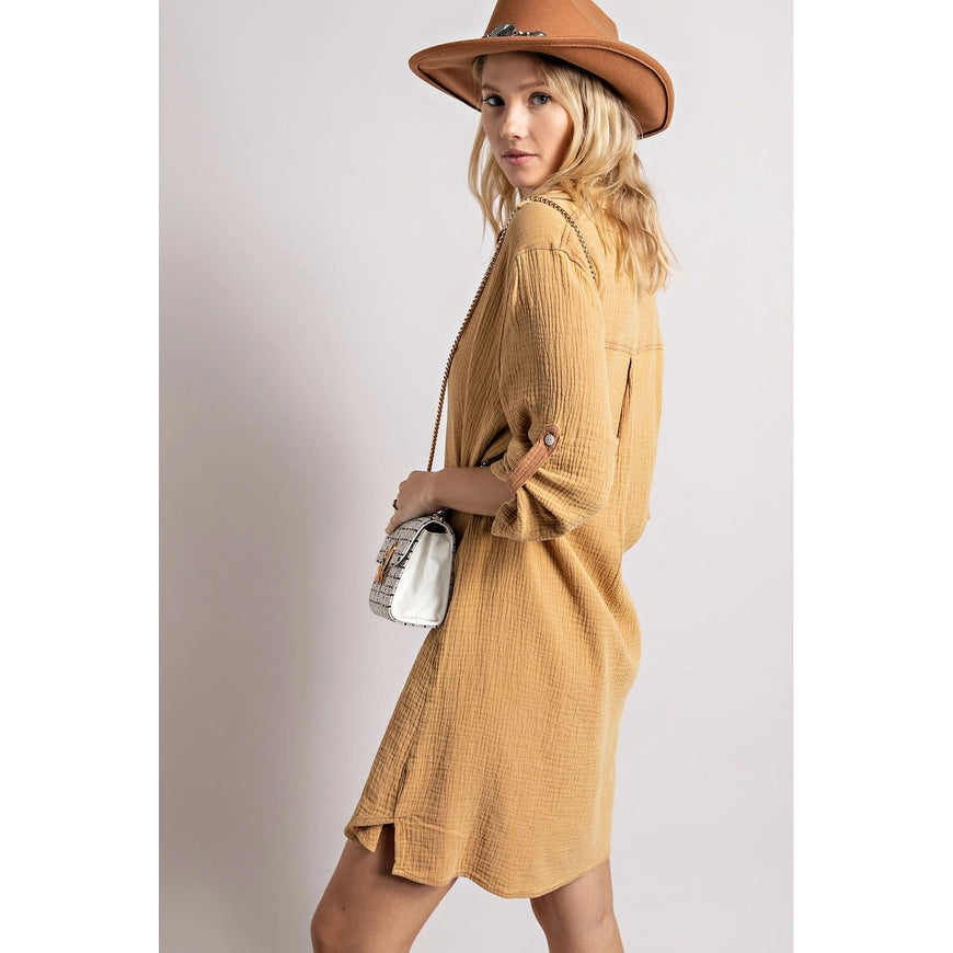 Henley Long Sleeve Shirt Dress