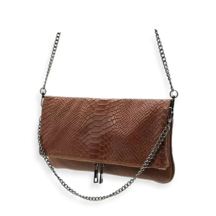 Snake Effect Envelope Style Leather Bag