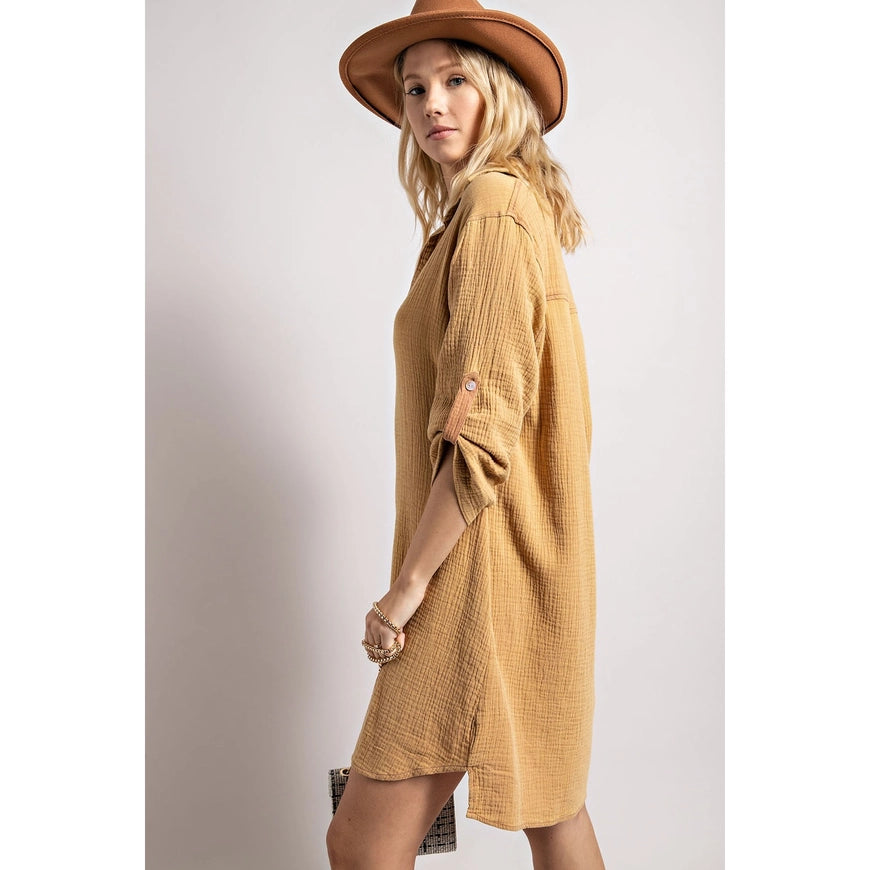 Henley Long Sleeve Shirt Dress