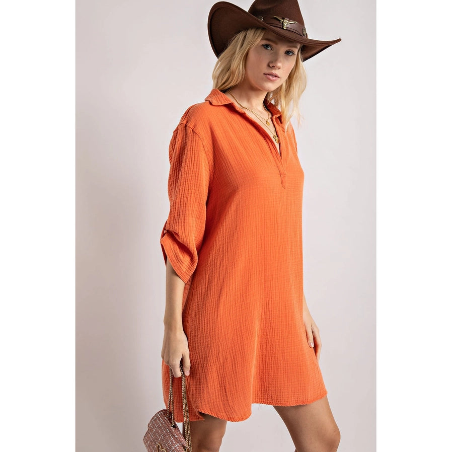 Henley Long Sleeve Shirt Dress
