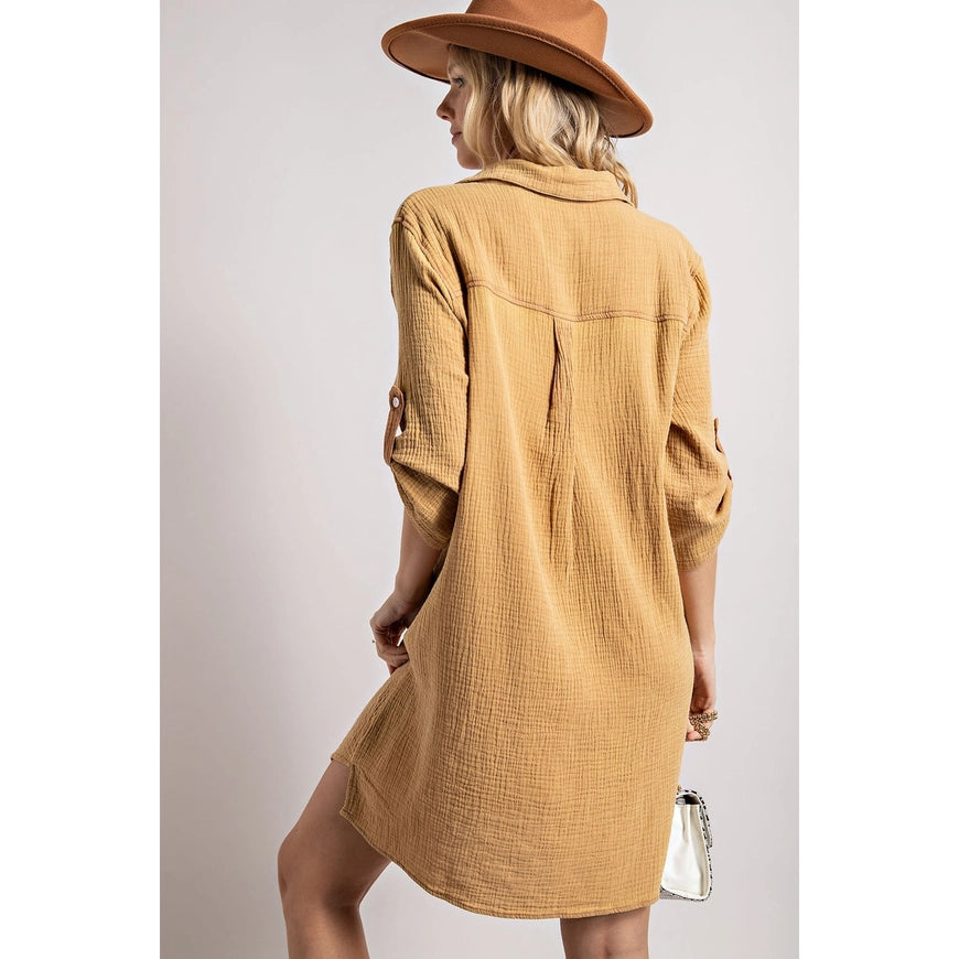 Henley Long Sleeve Shirt Dress
