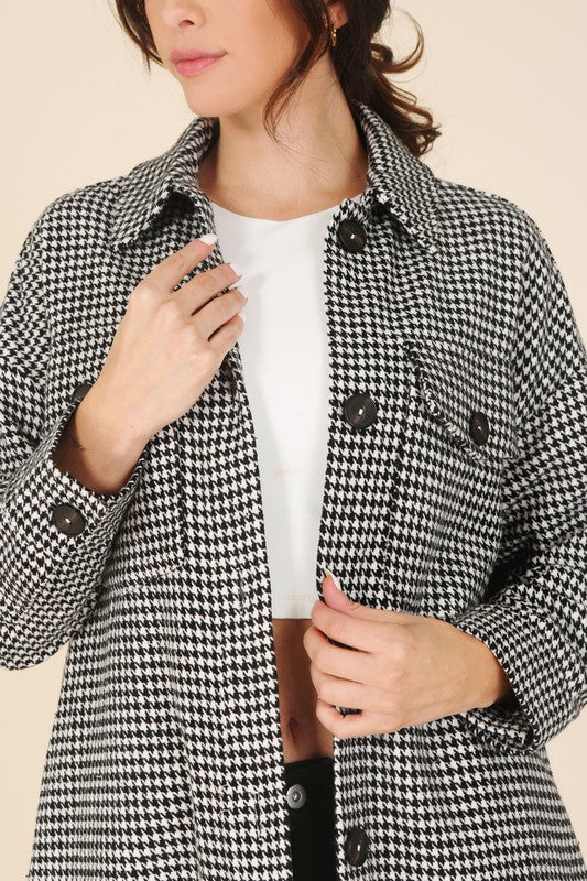 Diana Houndstooth Long Shacket