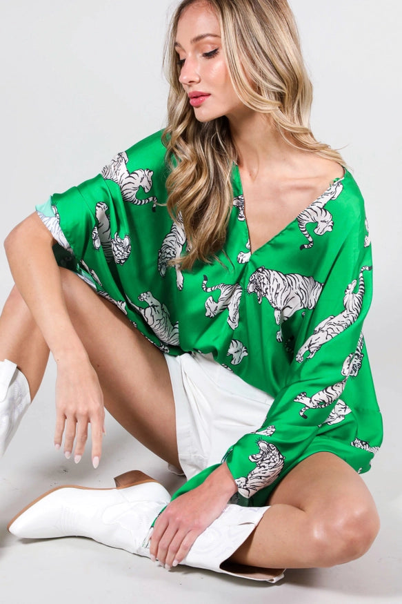 Tiger Satin Top
