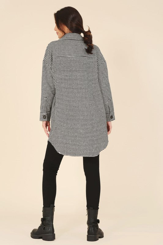 Diana Houndstooth Long Shacket