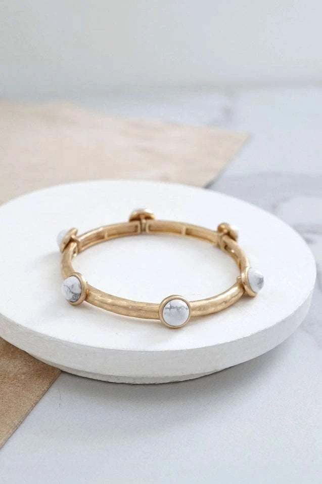 Jeweled Golden Bangle with Semi Precious Stone Dots