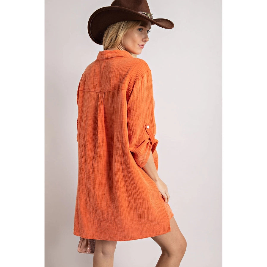 Henley Long Sleeve Shirt Dress
