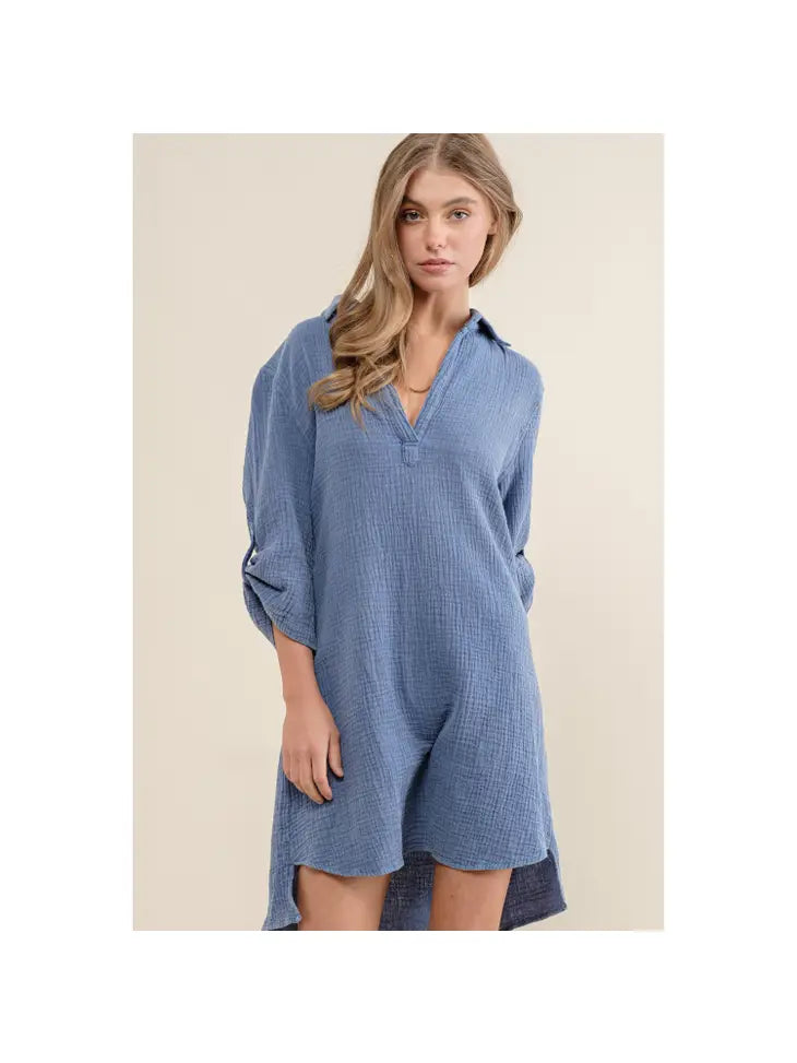 Henley Long Sleeve Shirt Dress