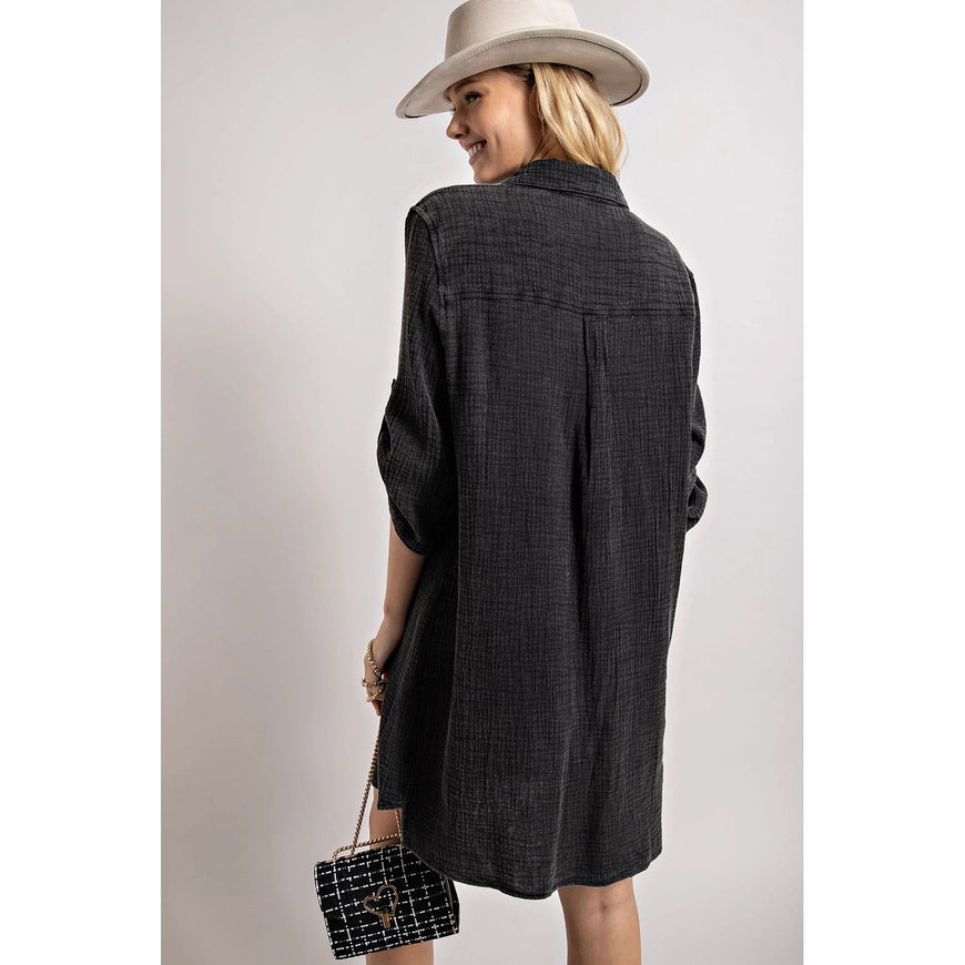 Henley Long Sleeve Shirt Dress