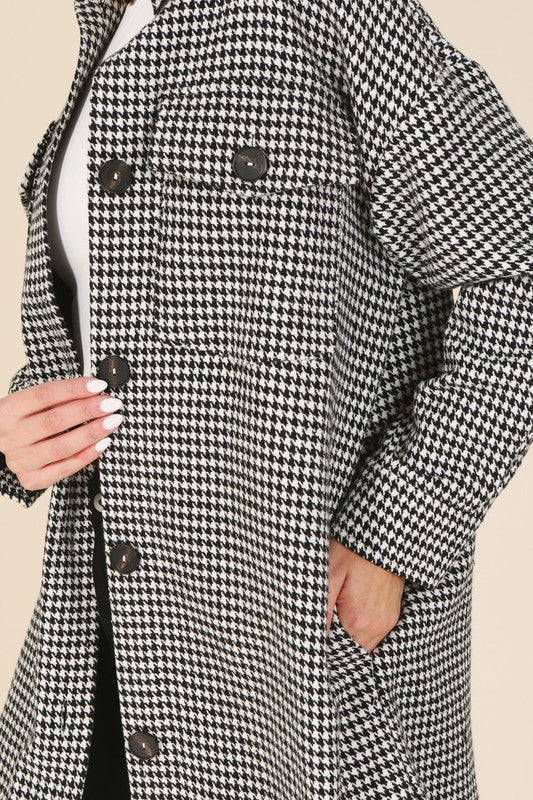 Diana Houndstooth Long Shacket