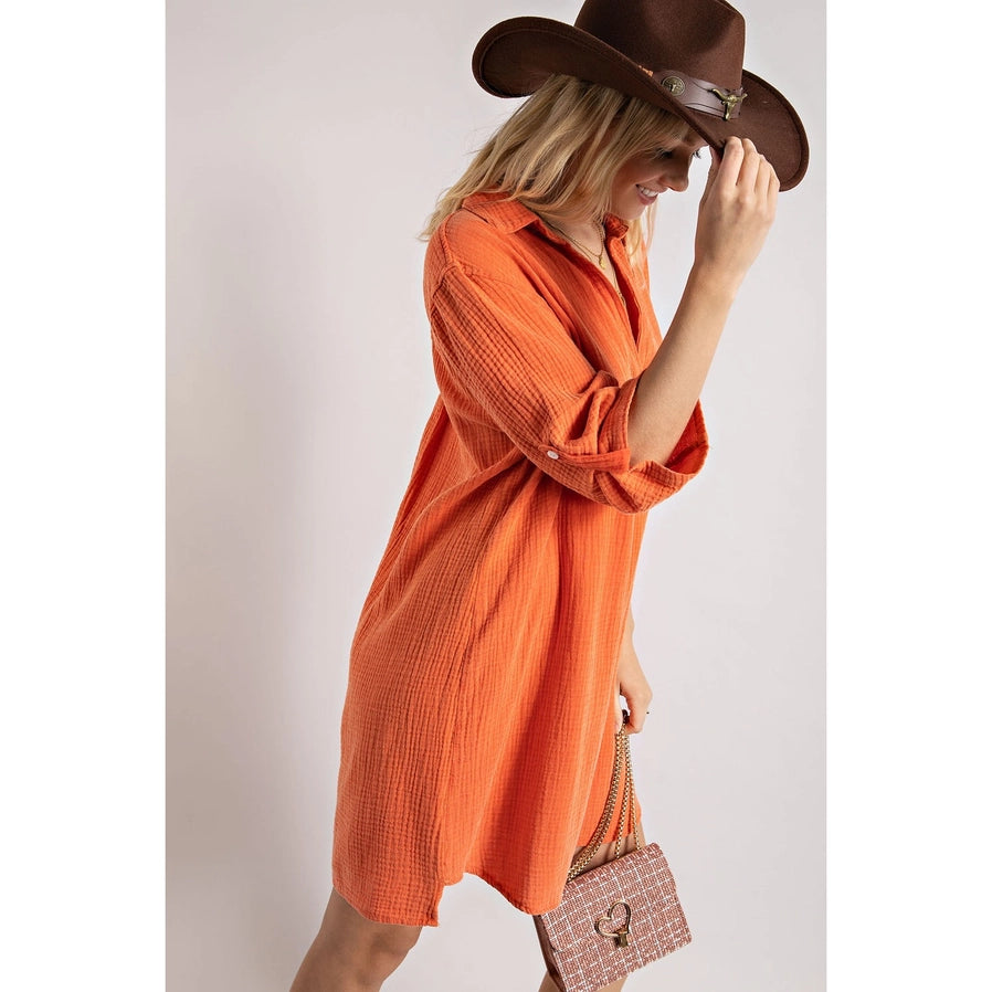 Henley Long Sleeve Shirt Dress