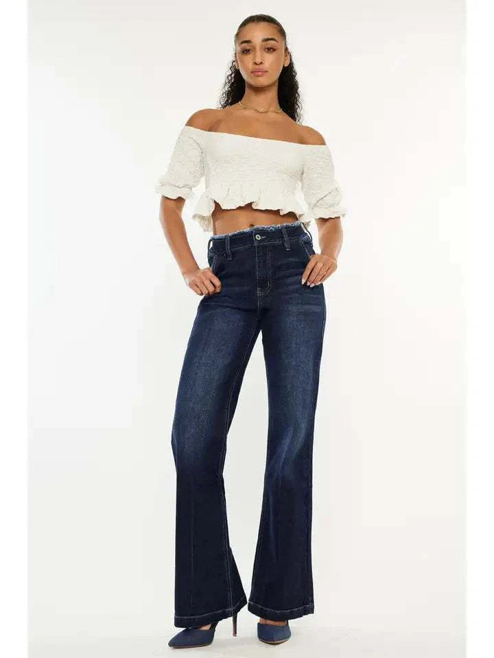 Raw Waistband Detailed Jean