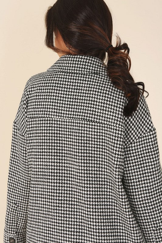 Diana Houndstooth Long Shacket