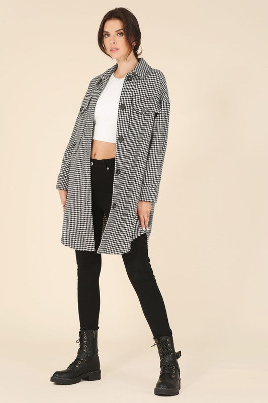 Diana Houndstooth Long Shacket
