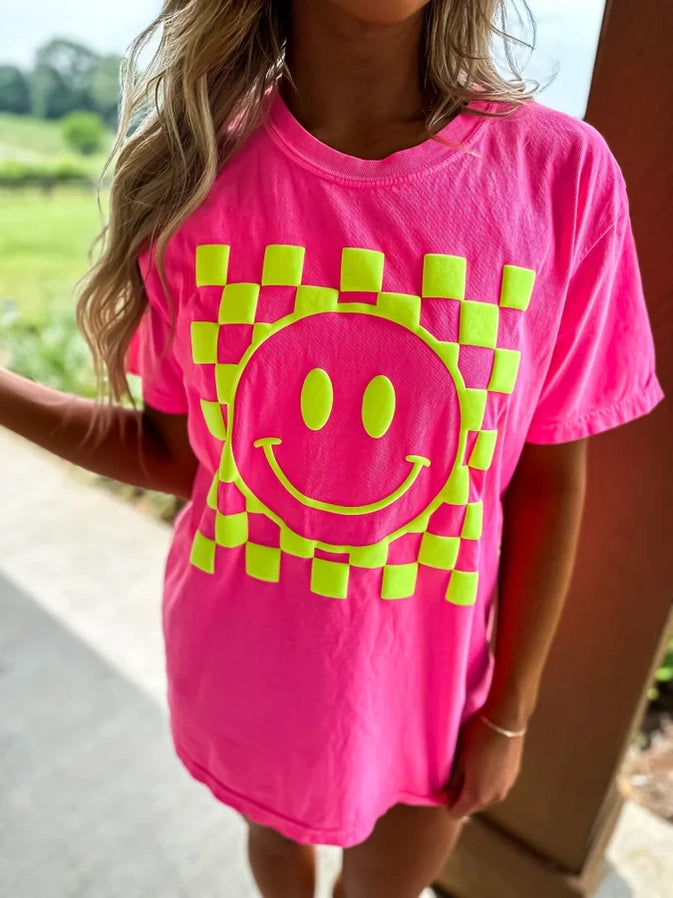 Checkered Smiley Tee