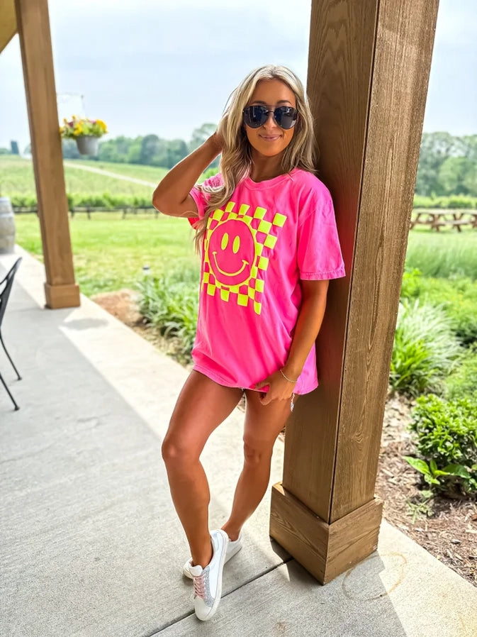 Checkered Smiley Tee