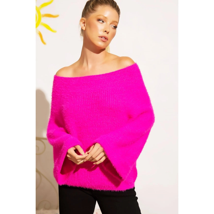 Faith Fuzzy Wide Sleeve Sweater