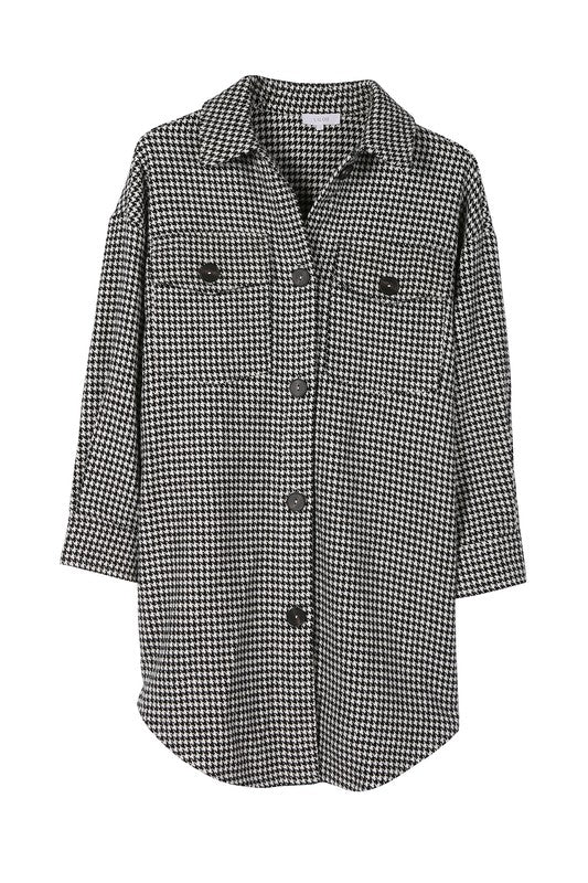 Diana Houndstooth Long Shacket