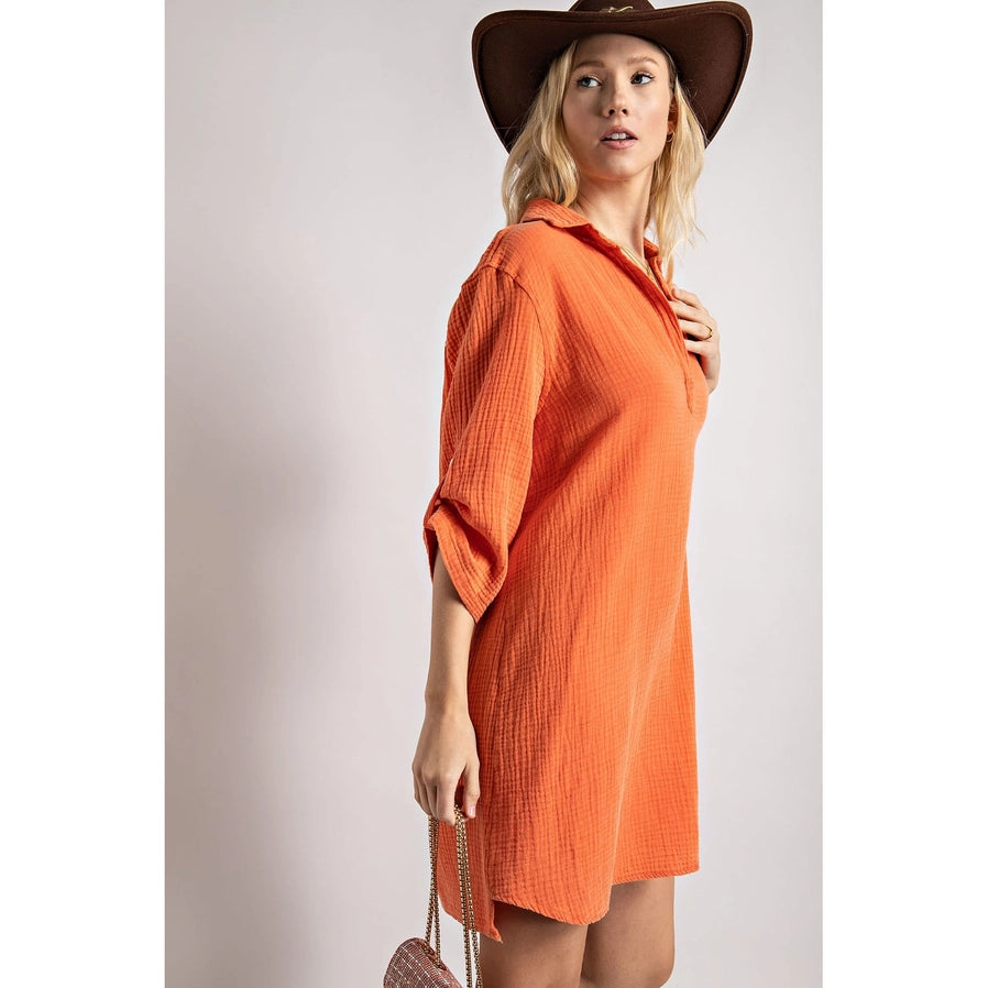 Henley Long Sleeve Shirt Dress