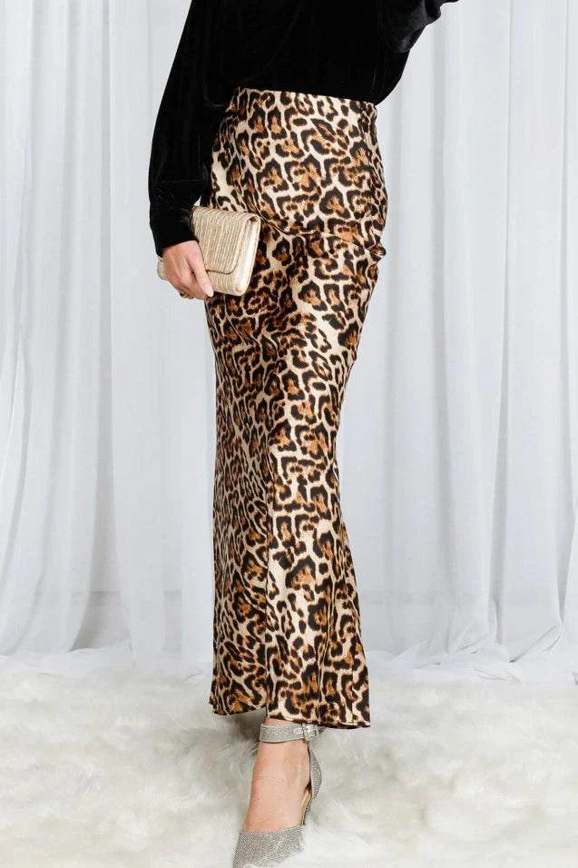 Jungle Satin maxi skirt
