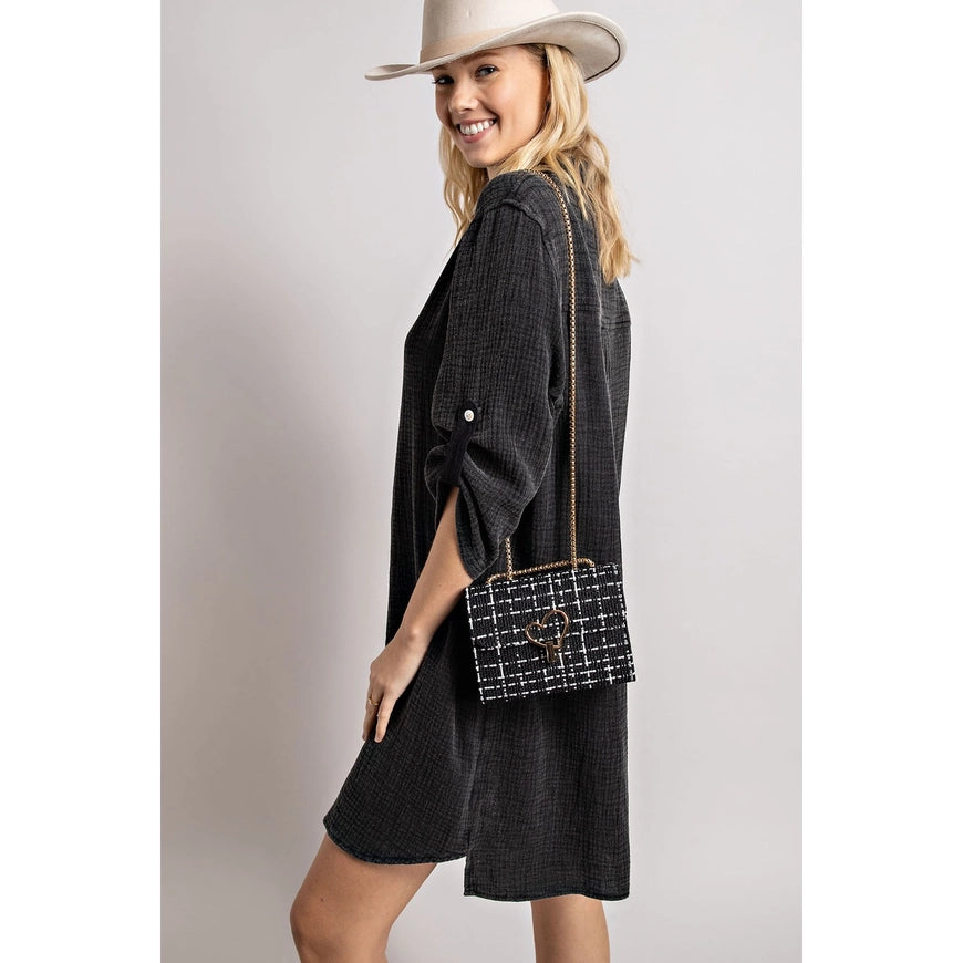 Henley Long Sleeve Shirt Dress