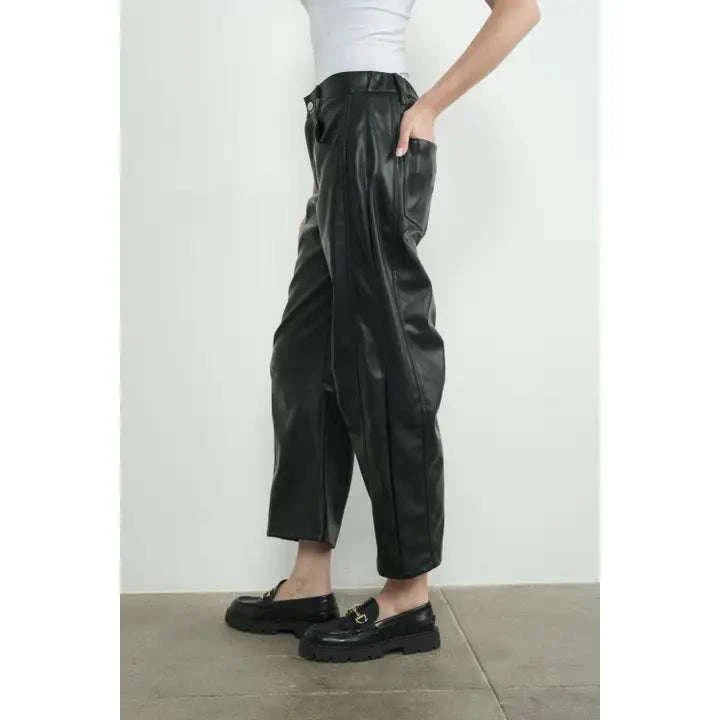 Relaxed Fit Faux Leather Pants