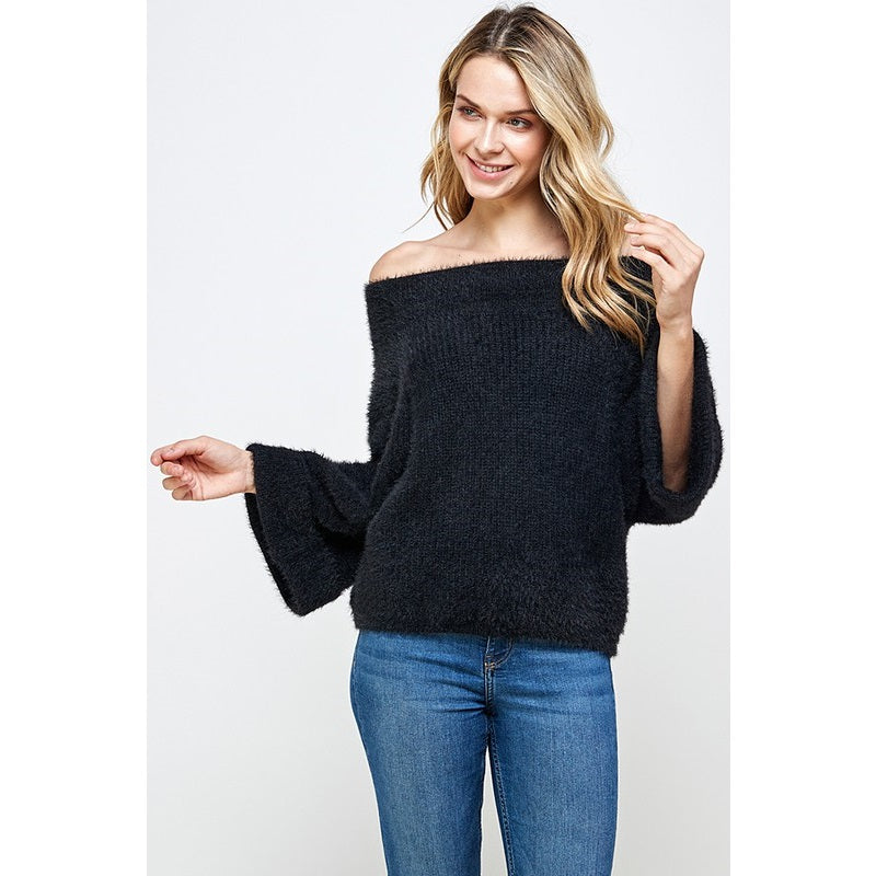 Faith Fuzzy Wide Sleeve Sweater