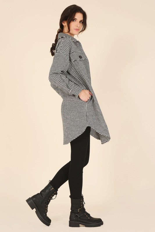 Diana Houndstooth Long Shacket
