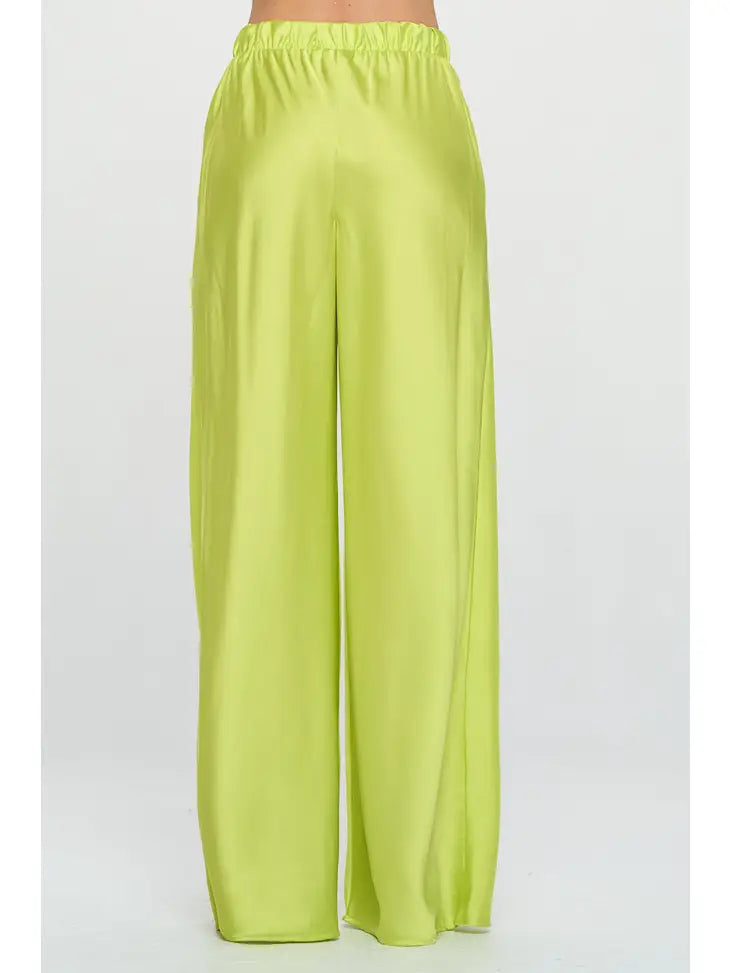 Electric Elastic Waist Satin Pant w/Pockets