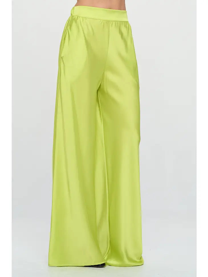 Electric Elastic Waist Satin Pant w/Pockets