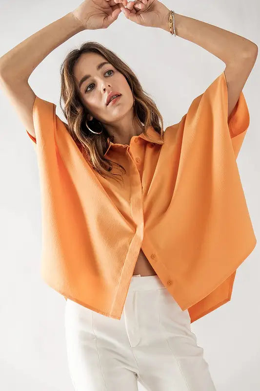 Relaxed Fit Collared Short Sleeve Shirt