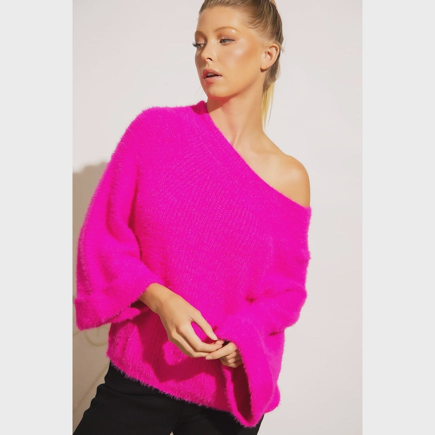 Faith Fuzzy Wide Sleeve Sweater
