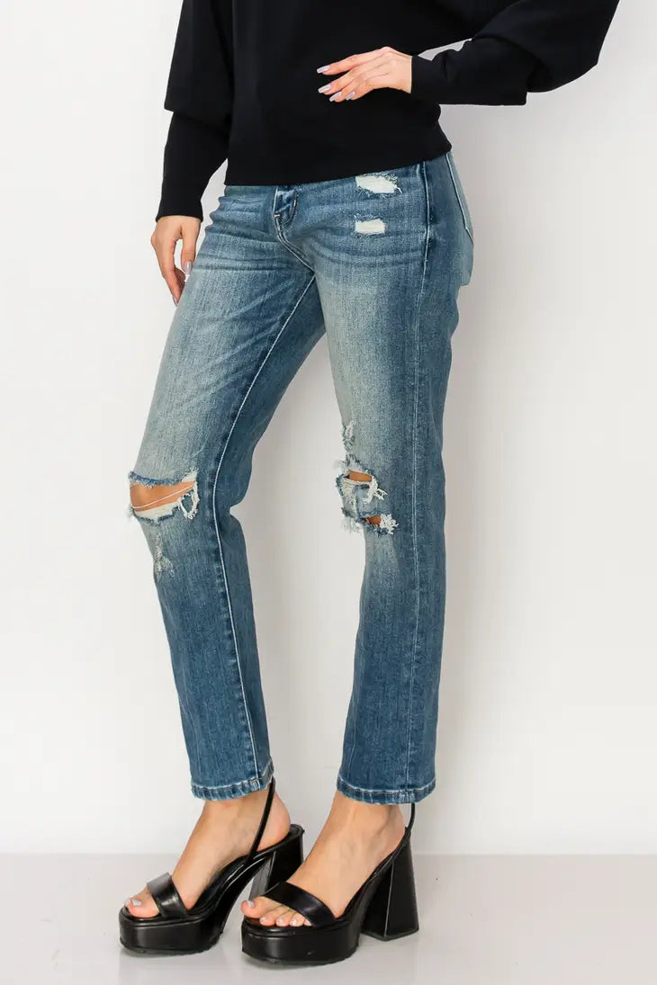 Sally Straight Leg Distressed Jean