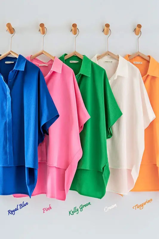 Relaxed Fit Collared Short Sleeve Shirt