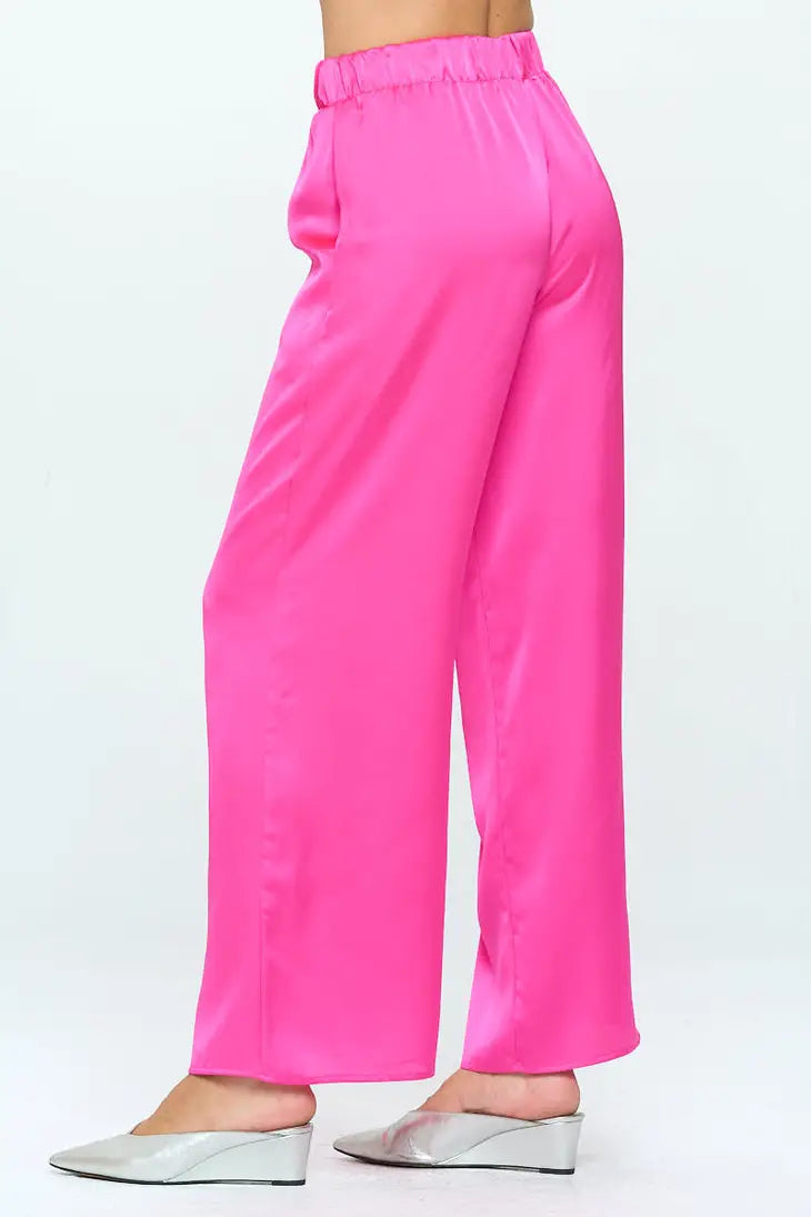 Electric Elastic Waist Satin Pant w/Pockets
