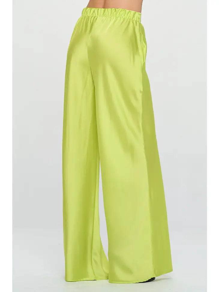 Electric Elastic Waist Satin Pant w/Pockets