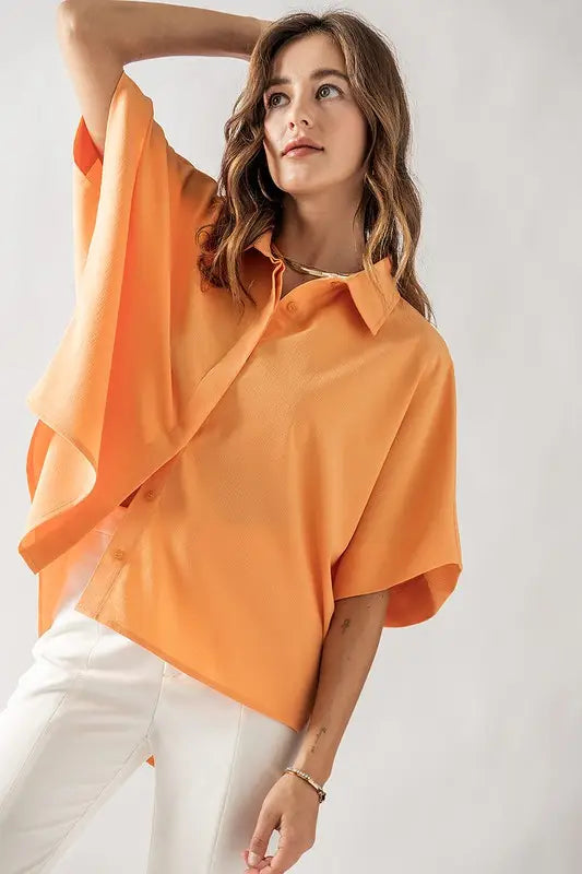 Relaxed Fit Collared Short Sleeve Shirt
