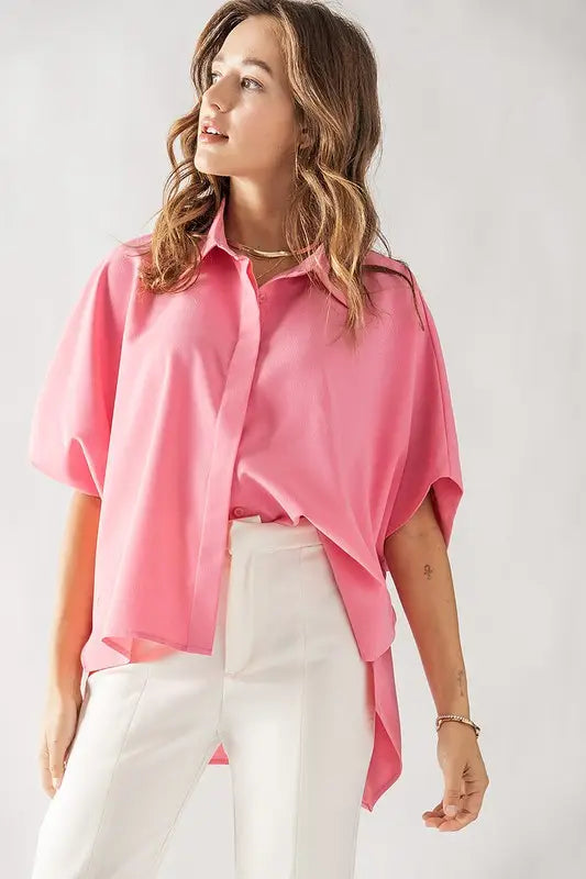 Relaxed Fit Collared Short Sleeve Shirt