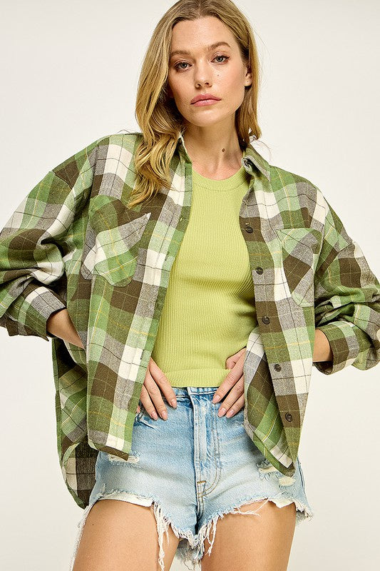 Frankie Long Sleeve Plaid Button Up