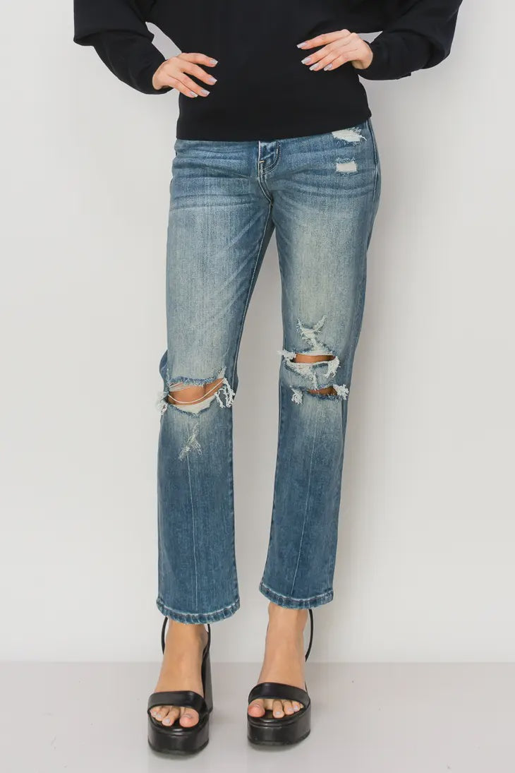 Sally Straight Leg Distressed Jean