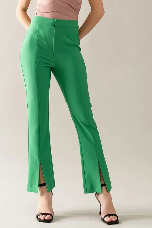 Front Split Hem Flare Trousers