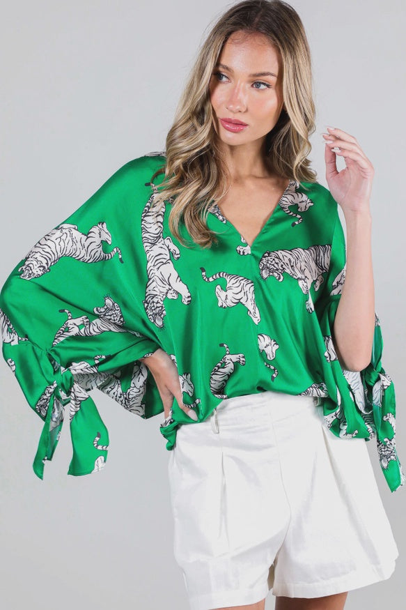 Tiger Satin Top