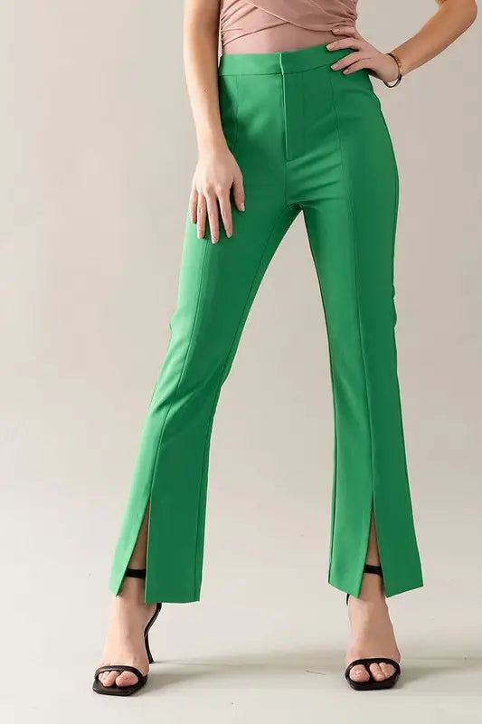 Front Split Hem Flare Trousers