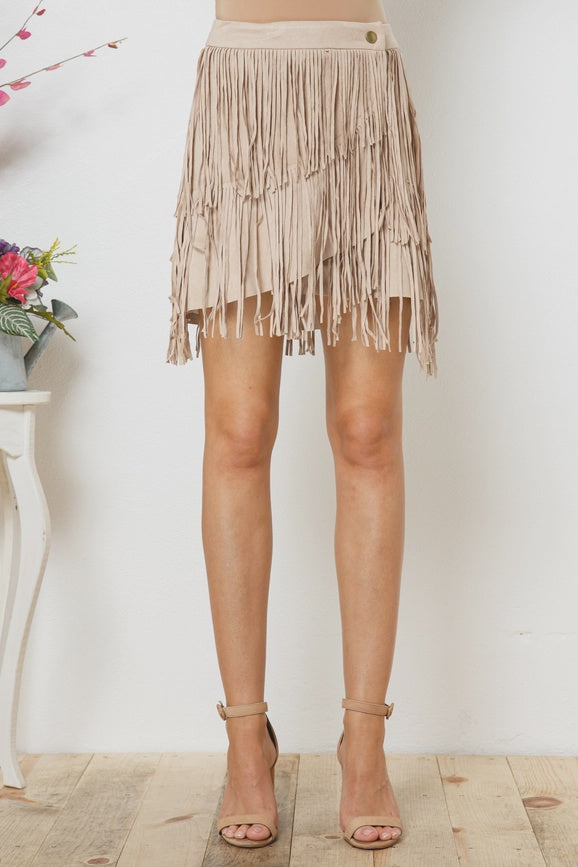 Laney Suede Fringe Skirt