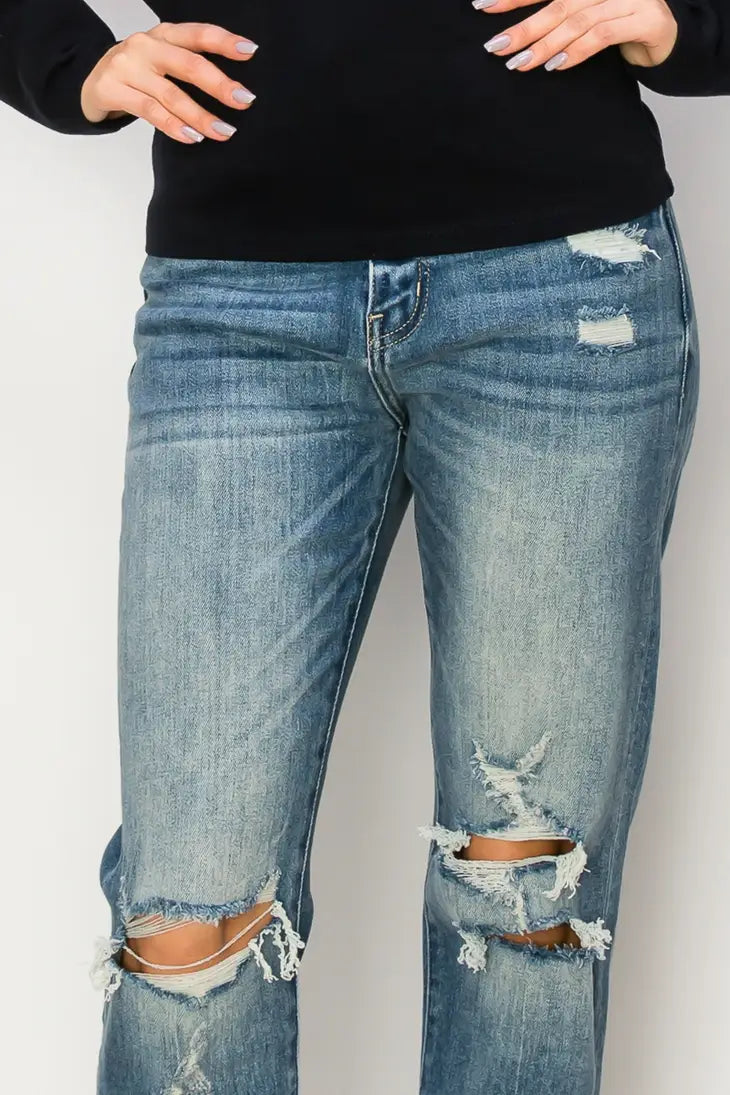 Sally Straight Leg Distressed Jean