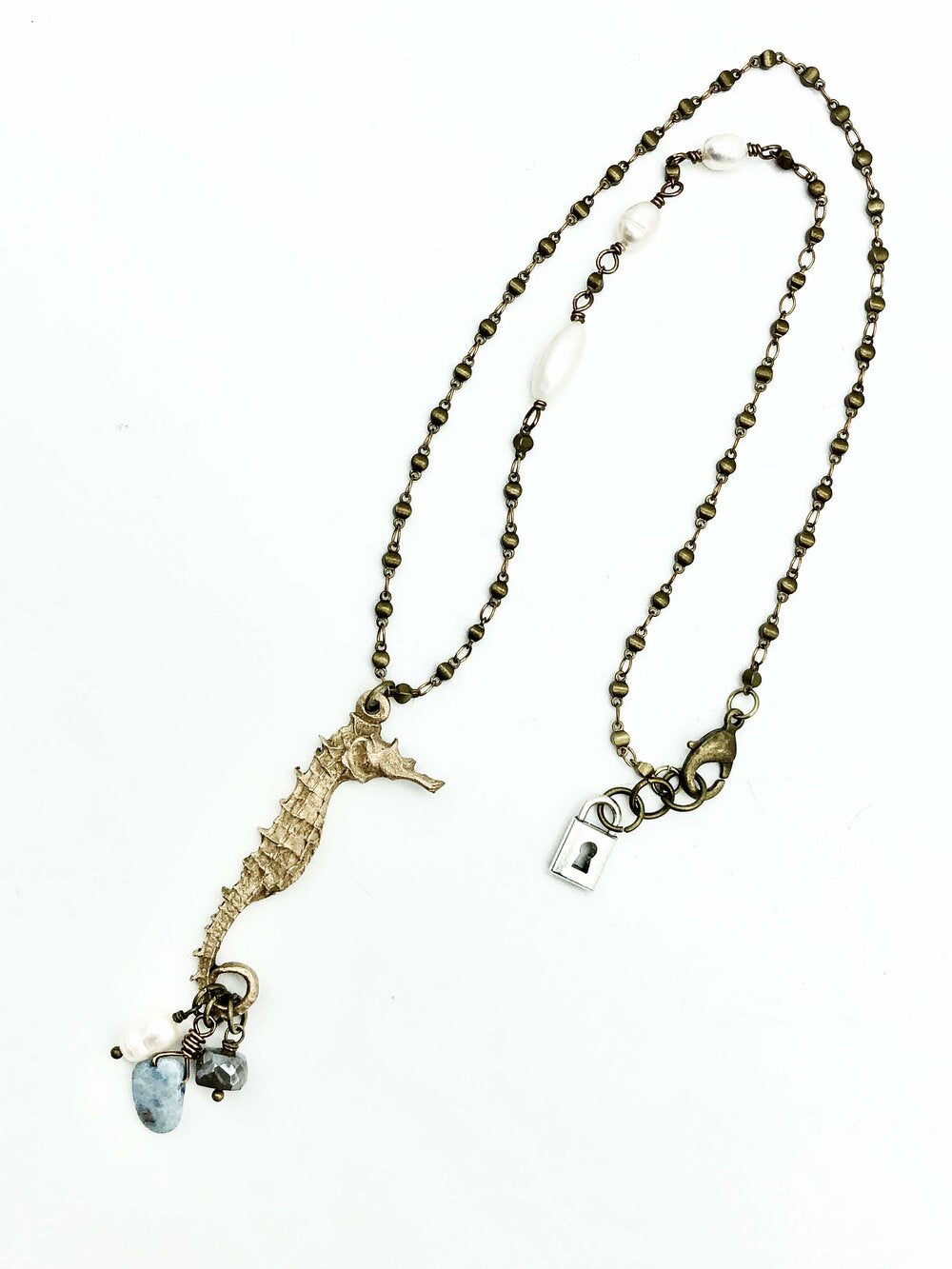 Amphitrite Bronze Sea Horse Necklace