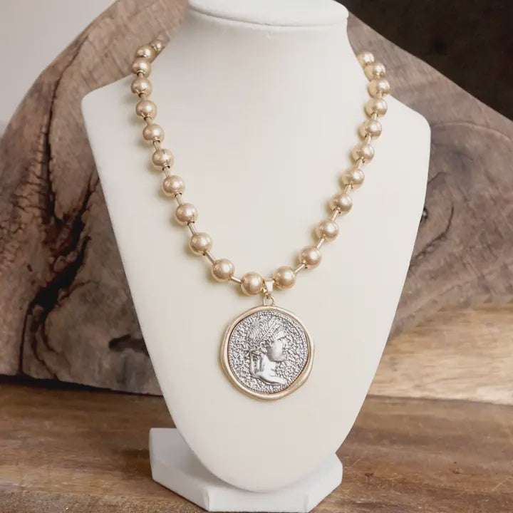 Coin Chunky Ball Chain Statement Necklace