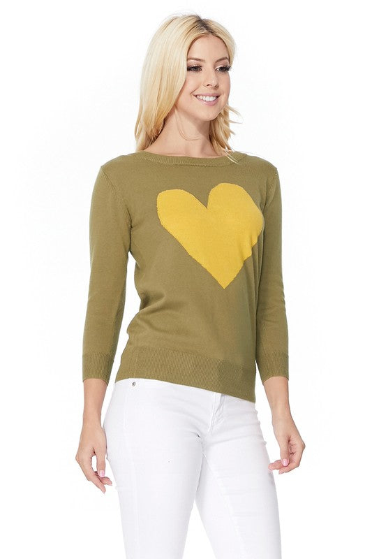 Love Heart Crew-neck Pullover Sweater