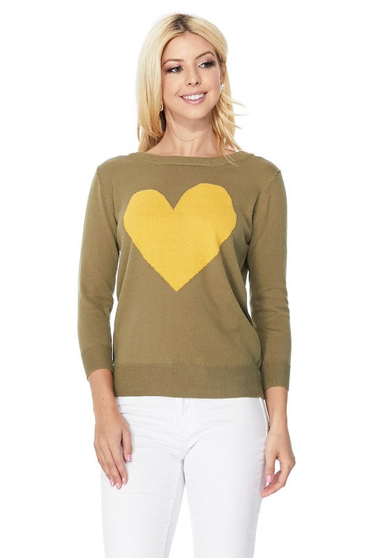 Love Heart Crew-neck Pullover Sweater