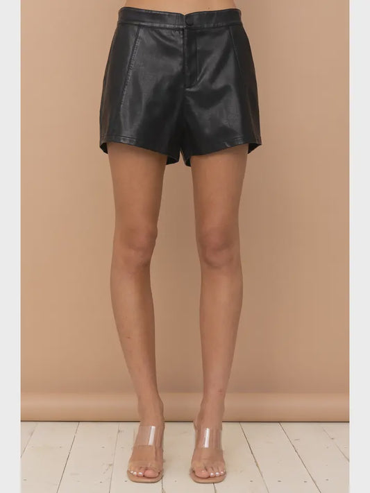 Licorice Candy Faux Leather Shorts