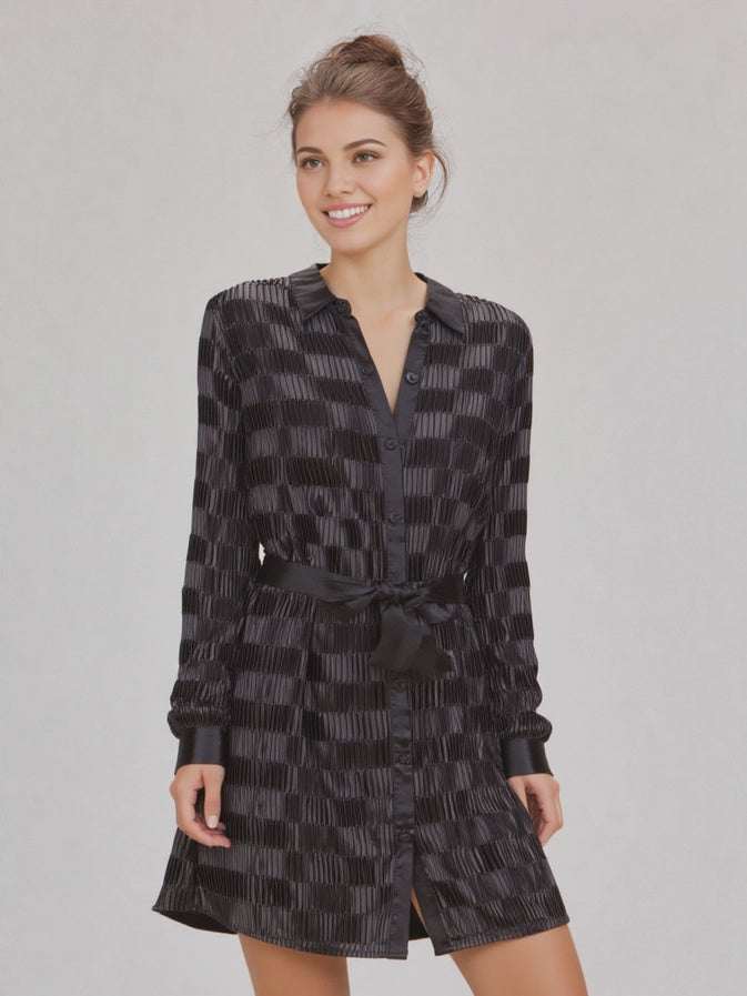 Scotti Pleated Shirt Mini Dress
